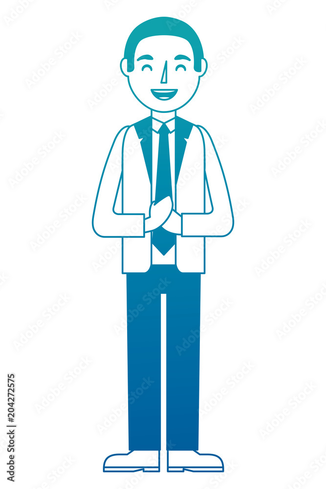 standing man character in formal clothes vector illustration neon design