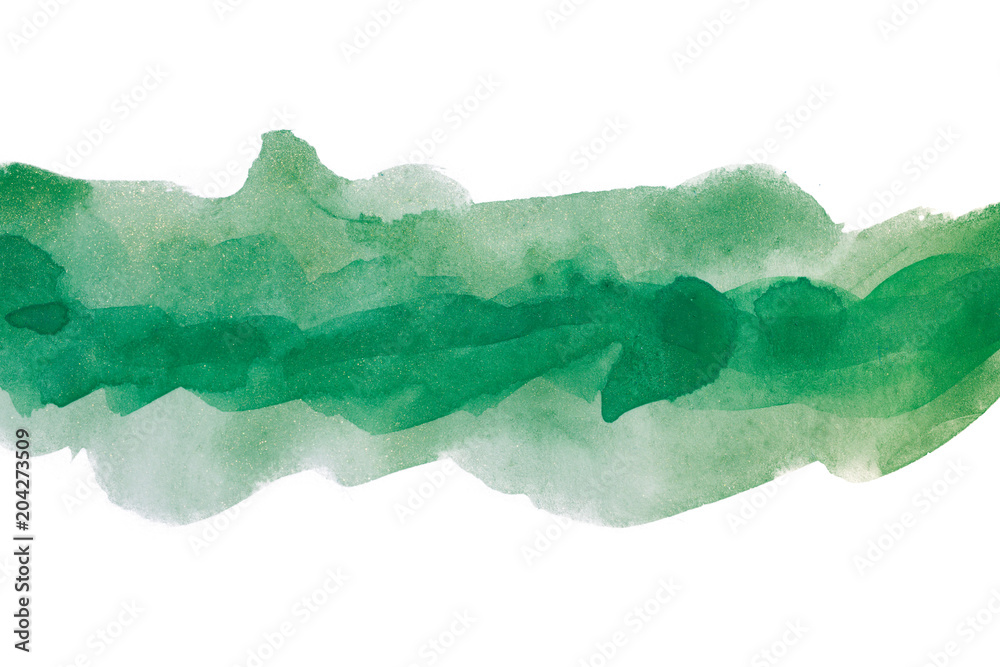 watercolor stripe multi-layered green on white background for design Stock  Photo
