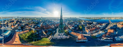 Old City Riga Big Peter chirch Monument drone 360 vr view photo