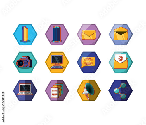 social media marketing icons vector illustration design photo