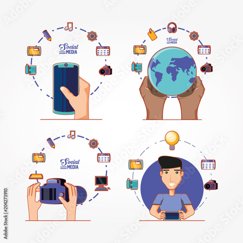 social media marketing icons vector illustration design photo