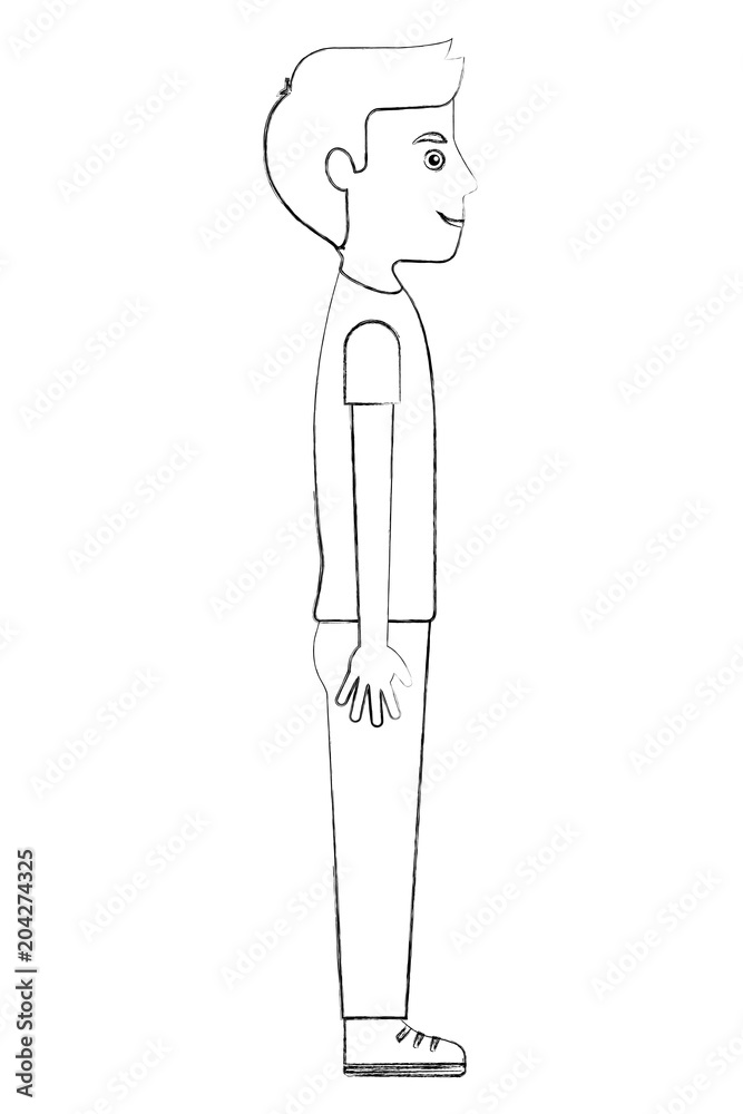 sketch of young man standing vector stock images  Photoskart