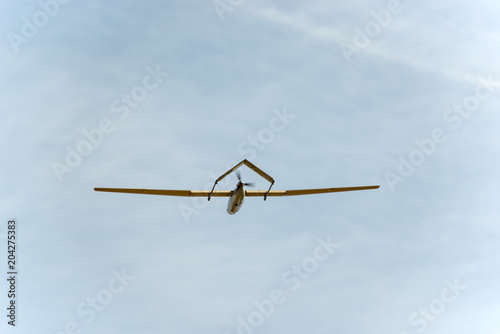 Fixed-wing drone prototype flying made in Spain