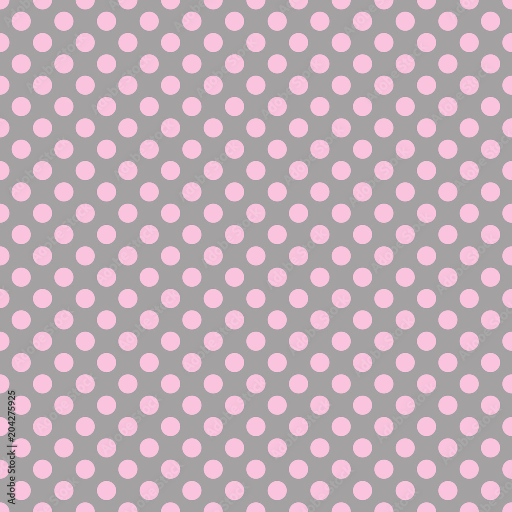 Seamless pattern. Pink polka dot on the gray background