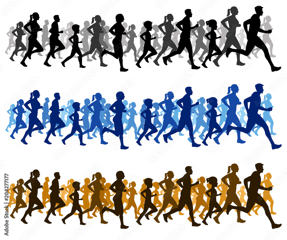 People running and jogging silhouette People running and jogging silhouette