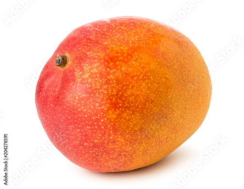 Ripe mango on a white, close up.