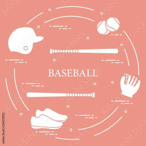Baseball bats, glove, balls, helmet, shoes.