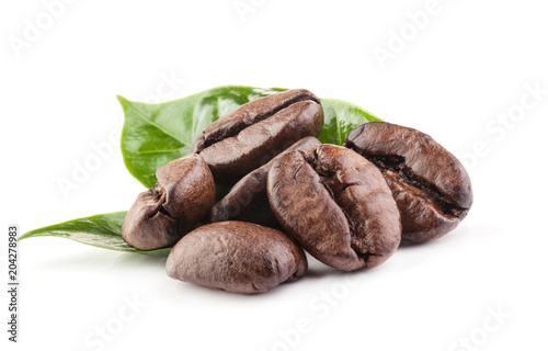 Coffee beans isolated on white background with clipping path photo