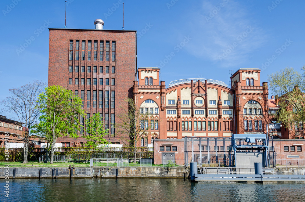  Brick Gothic historic machine hall of the cogeneration plant Charlottenburg in Berlin, Germany