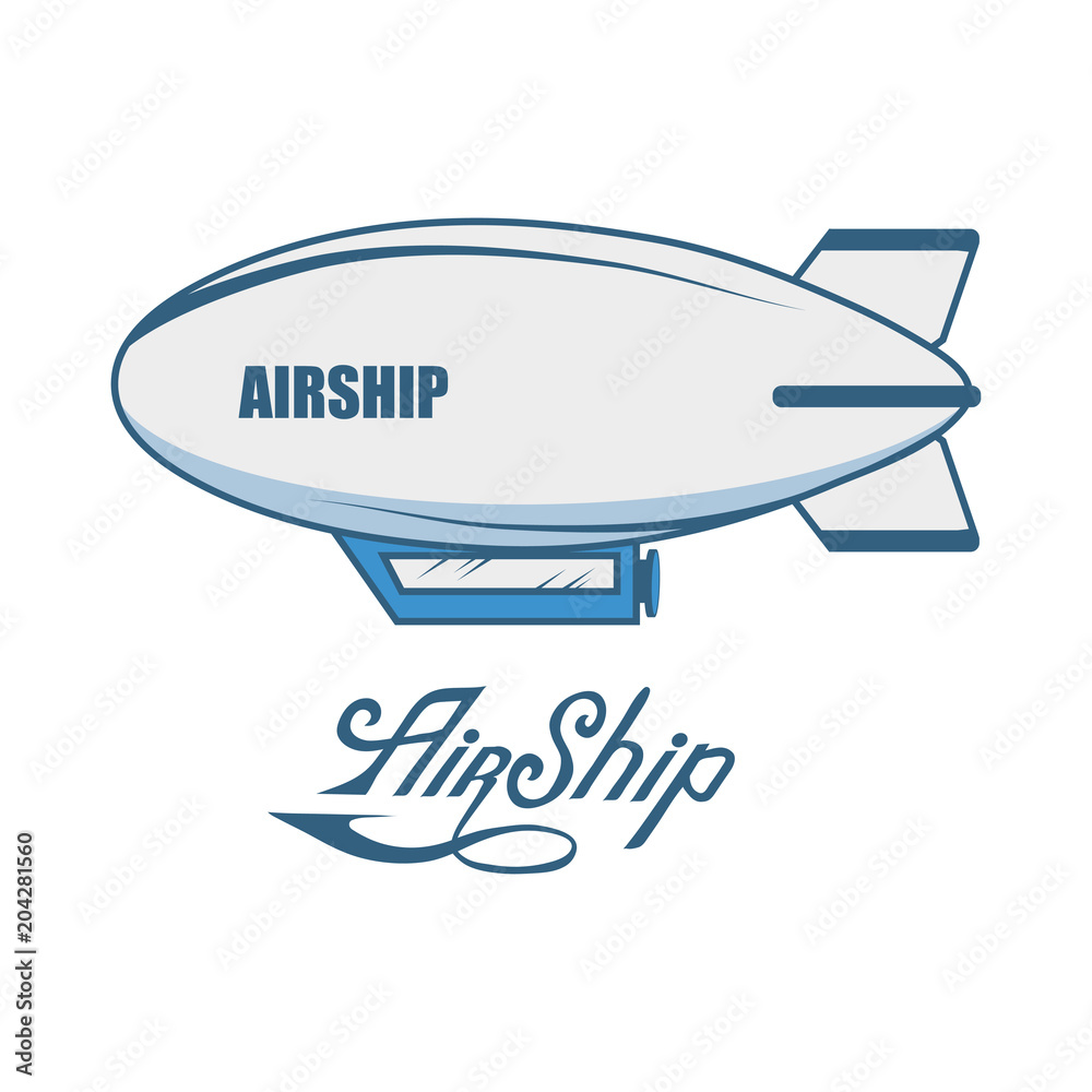 Airship icon with a long shadow. Balloon. Ship hovering in the air. Vector graphics to design. Airship icon with a long shadow. Balloon. Ship hovering in the air. Vector graphics to design.