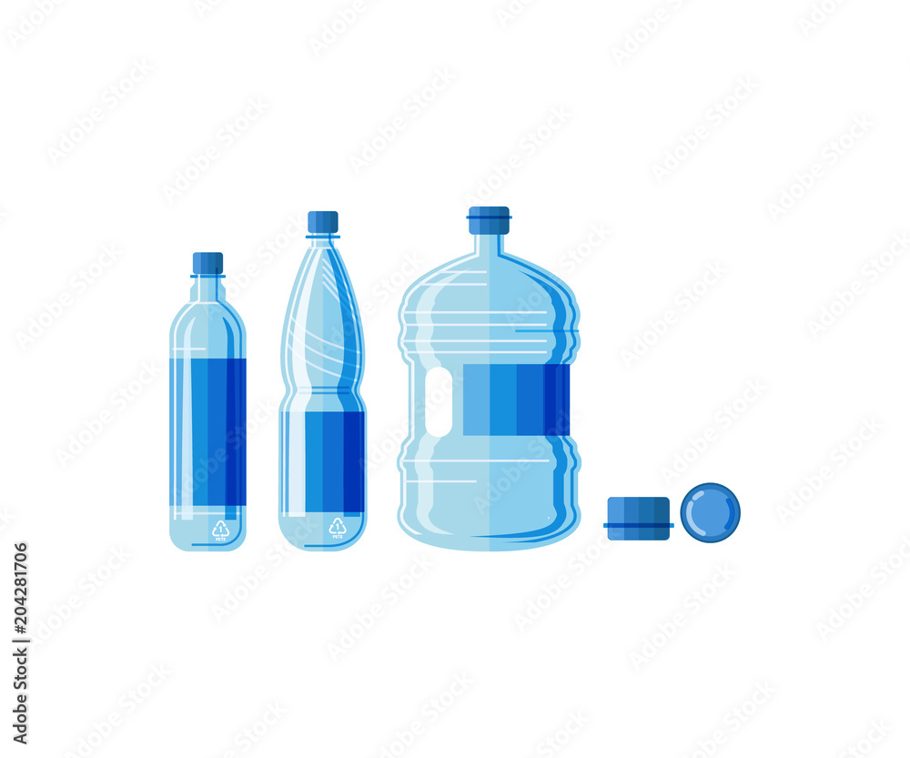 Plastic water bottle set isolated Plastic water bottle set isolated