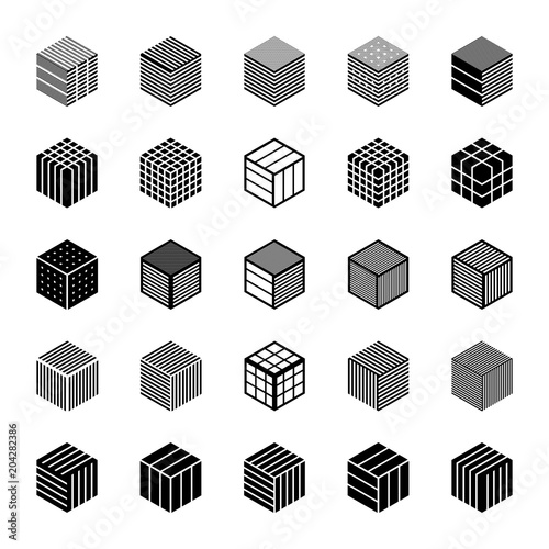 Design elements set. Cubic shape icons.