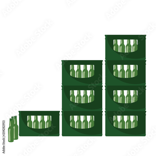 beer in green crate illustration