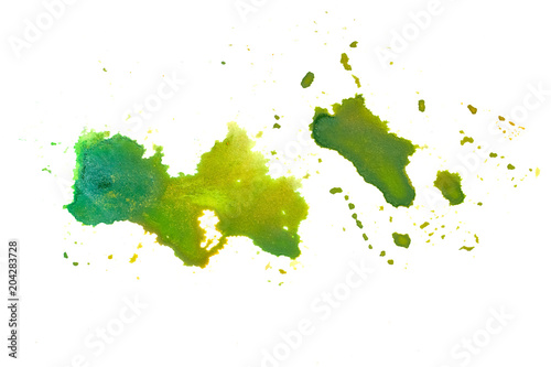 diffuse paint on paper. drops are abstract fallen. green with an overflow of color.