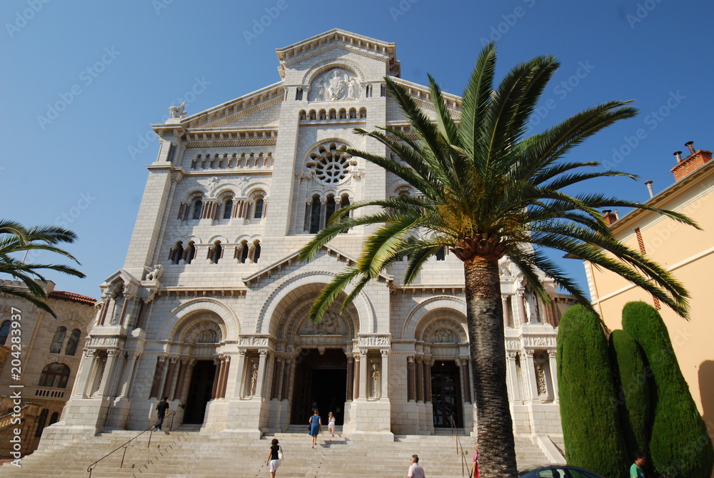  Saint Nicholas Cathedral; Monaco; Saint Nicholas Cathedral; palm tree; arecales; historic site; tourist attraction