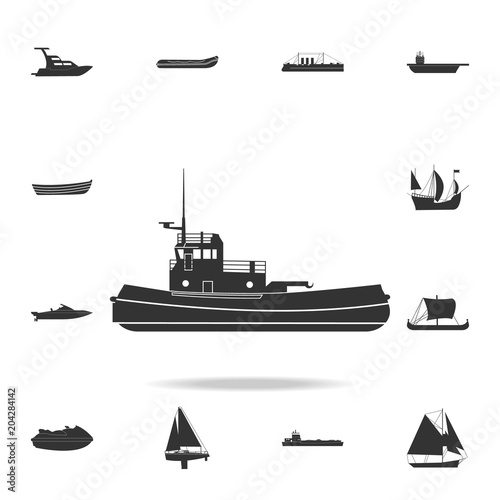 towboat icon. Detailed set of water transport icons. Premium graphic design. One of the collection icons for websites, web design, mobile app
