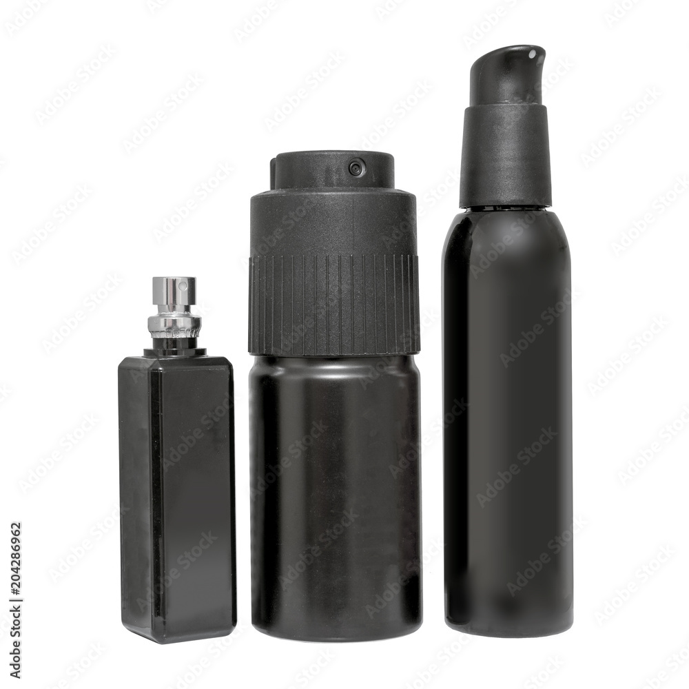 Set of black aerosol spray cans Set of black aerosol spray cans