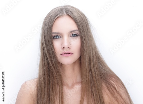 portrait of young modern girl with long hair