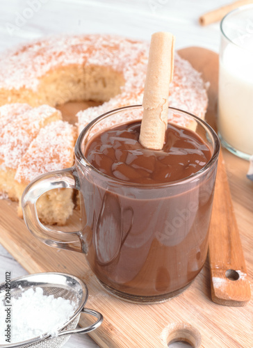 chocolate cup with homemade sponge cake