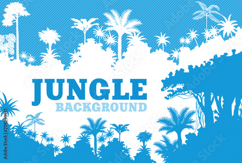 Vector blue Tropical Rainforest Jungle Background