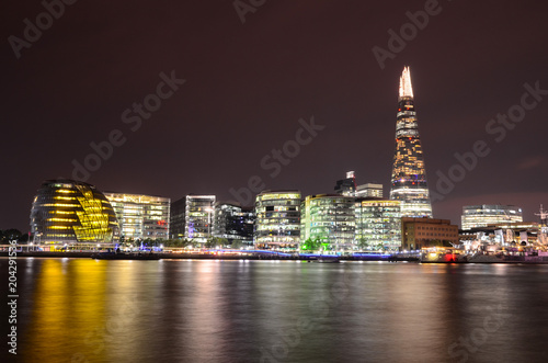 London skyline at night, England, UK