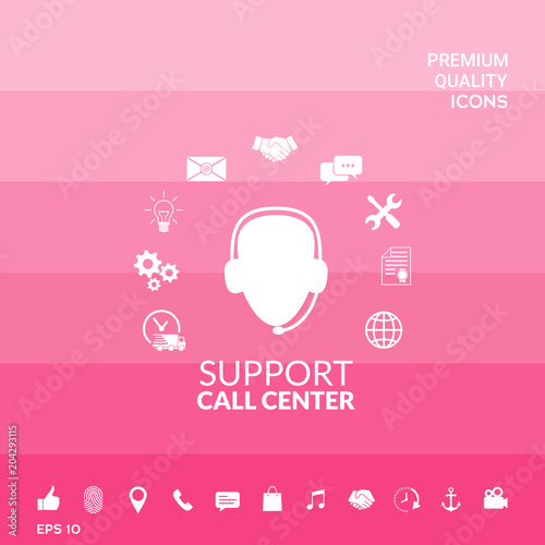 Technical support operator flat icon.