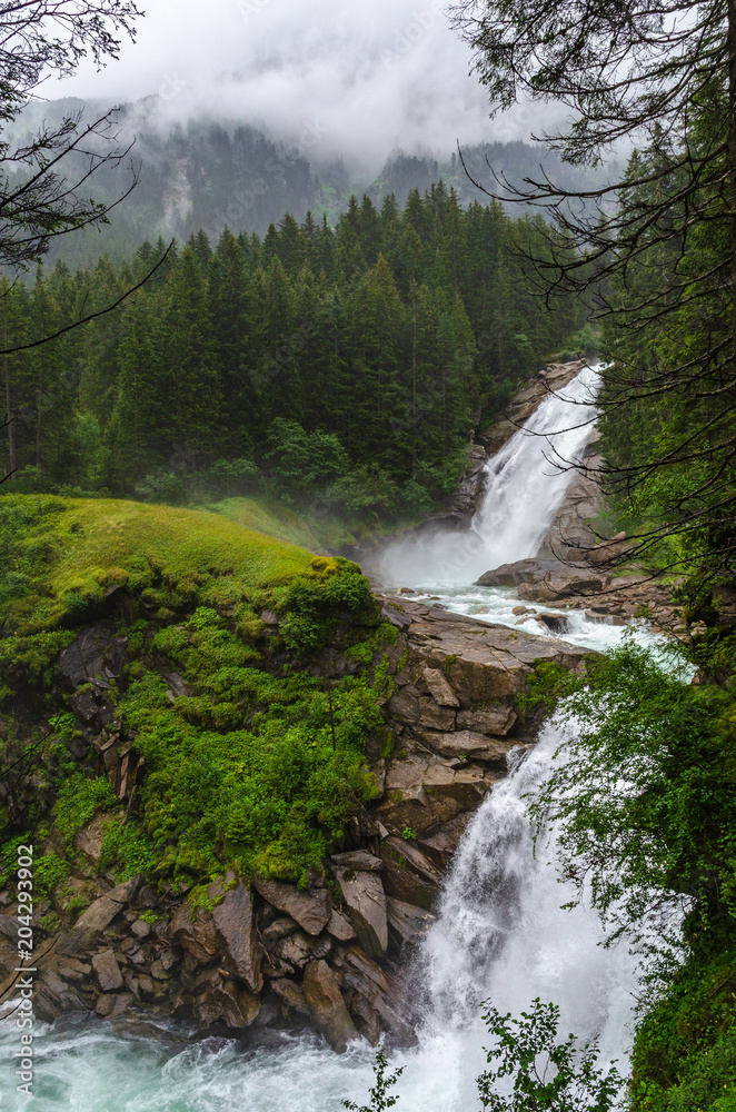 Krimml Waterfall In The National Park Hohe Tauern In Austria