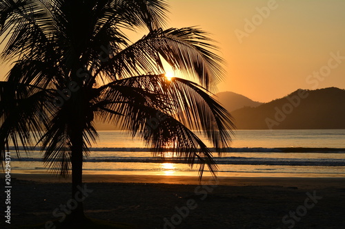 Sunset in Pereque beach, Ubatuba, Brazi