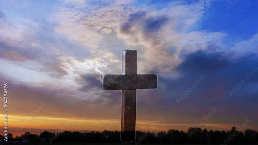 Christian cross on sunset background . cross beautiful Christian cross on sunset background . cross beautiful