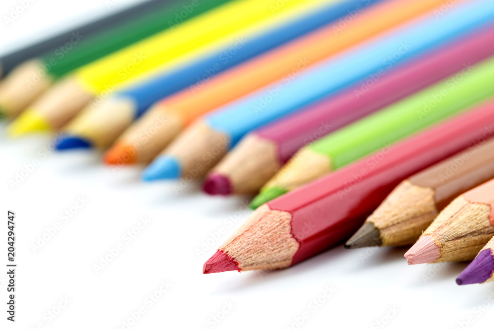 Colorful wooden pencils isolated on white background Colorful wooden pencils isolated on white background