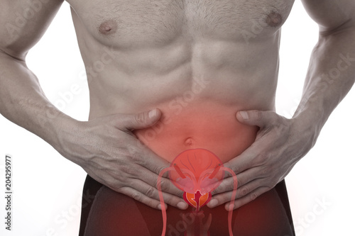 Man with stomach pain., Urinary Tract Infection problems. photo