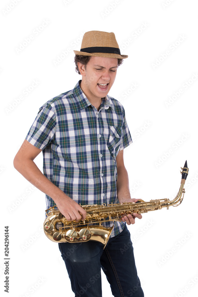 Naklejka premium use the saxophone as guitar
