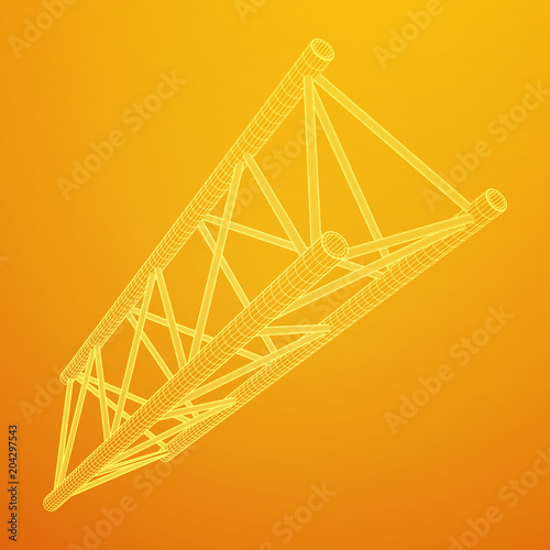 Truss girder element. Wireframe low poly mesh vector illustration.