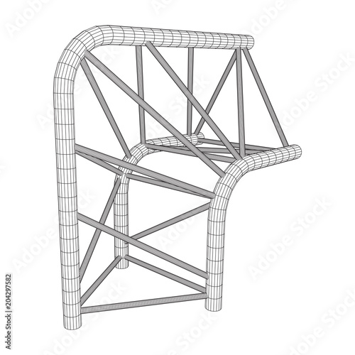 Truss girder element. Wireframe low poly mesh vector illustration.