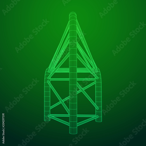 Truss girder element. Wireframe low poly mesh vector illustration.