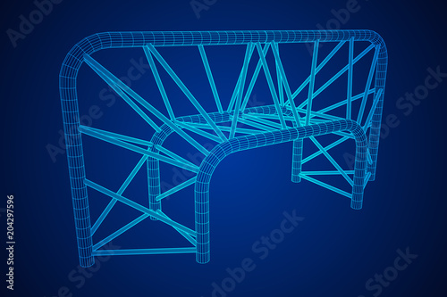 Truss girder element. Wireframe low poly mesh vector illustration.