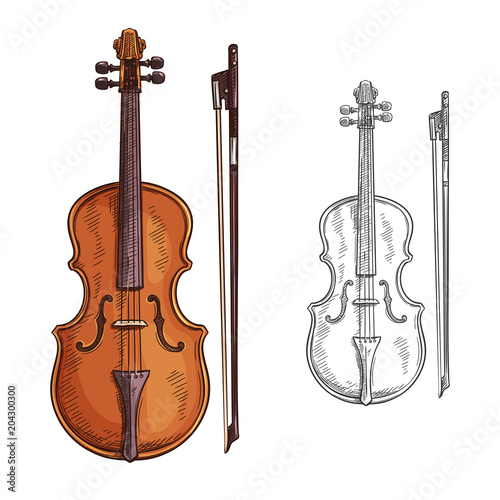 Violin and bow vector poster
