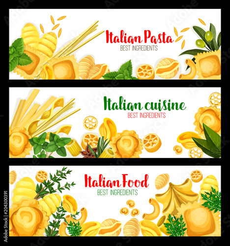 Vector banners for Italian pasta cuisine