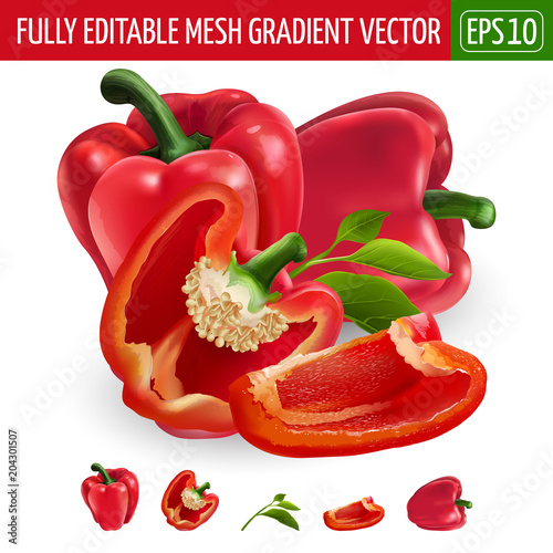 Red pepper on white background. Vector illustration