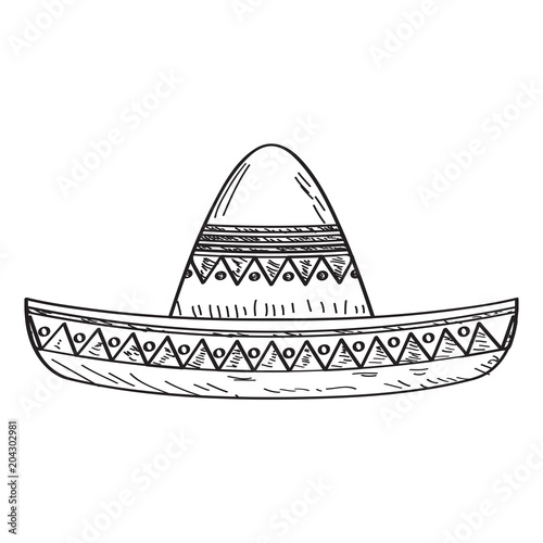 Traditional mexican hat sketch