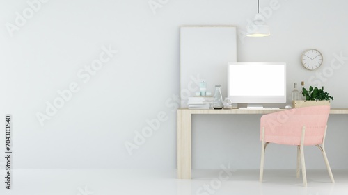 The interior relax space 3d rendering and white background minimal japanese  © Jitakorn