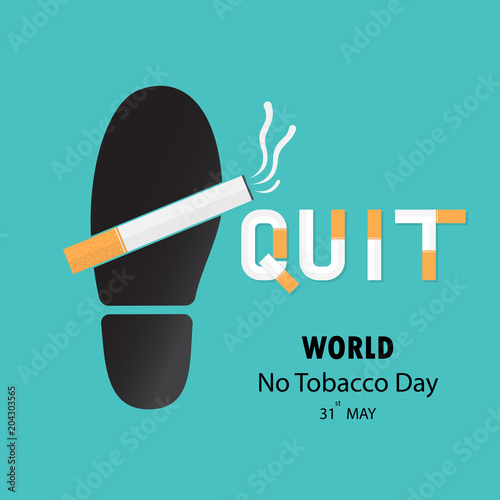 Shoe prints,foot prints and Quit Tobacco vector logo design template.May 31st World no tobacco day.No Smoking Day Awareness Idea Campaign.Vector illustration.