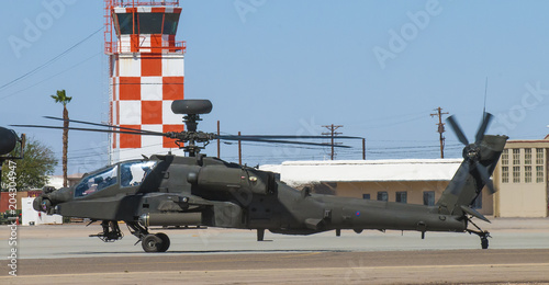 Картината върху платно Apache helicopter at blue angels air show in EL CENTRO California, US