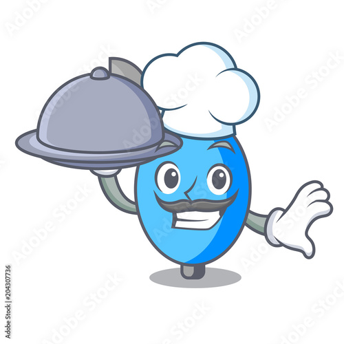 Chef with food ambu bag mascot cartoon