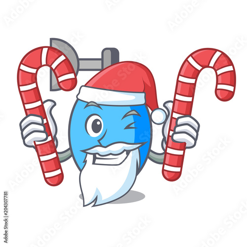 Santa with candy ambu bag mascot cartoon