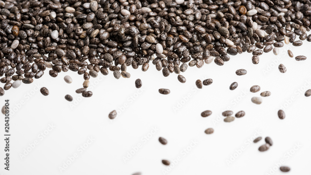 Chia seeds isolated with white background. Healthy superfood. Chia seeds isolated with white background. Healthy superfood.