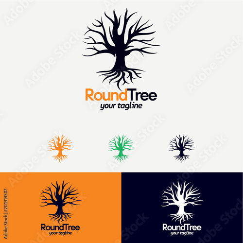 Round Tree Logo Designs Template