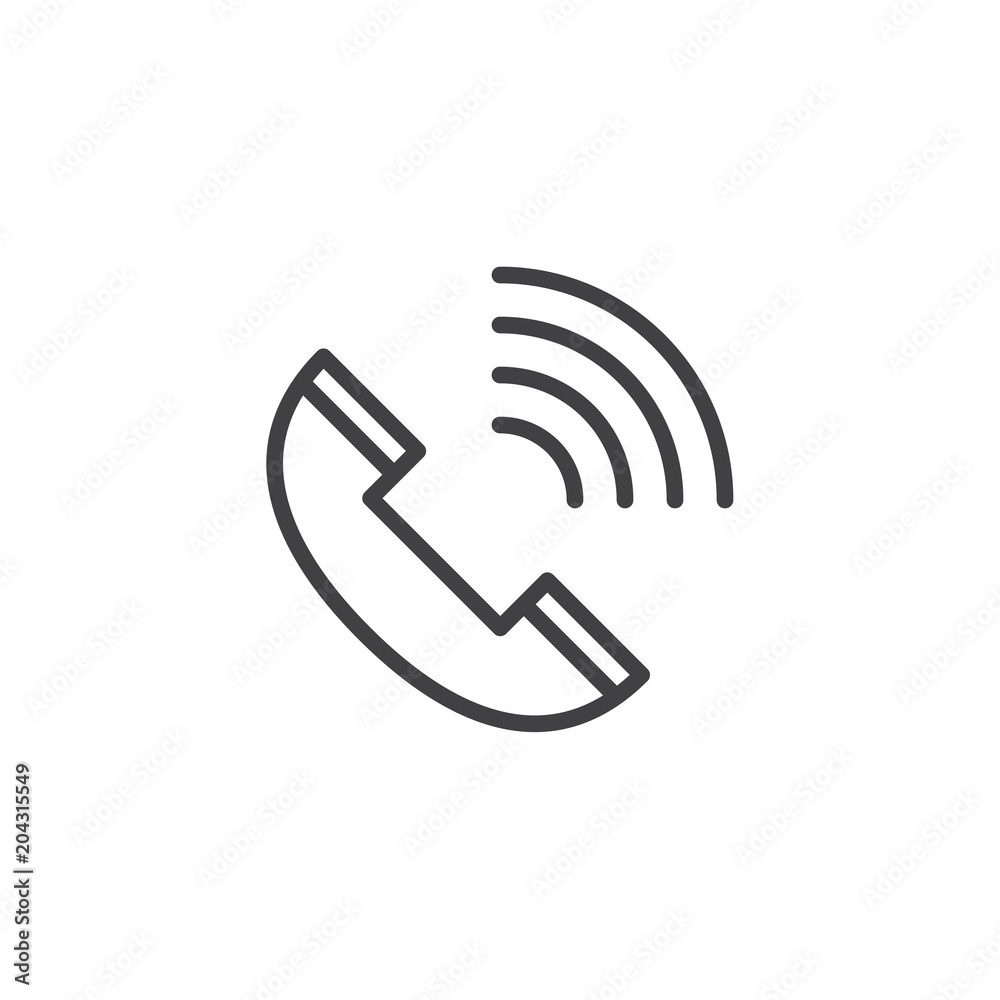 Phone call outline icon. linear style sign for mobile concept and web design. Ringing phone simple line vector icon. Symbol, logo illustration. Pixel perfect vector graphics Phone call outline icon. linear style sign for mobile concept and web design. Ringing phone simple line vector icon. Symbol, logo illustration. Pixel perfect vector graphics