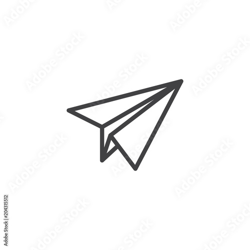 Paper Plane outline icon. linear style sign for mobile concept and web design. Airplane simple line vector icon. Message symbol, logo illustration. Pixel perfect vector graphics