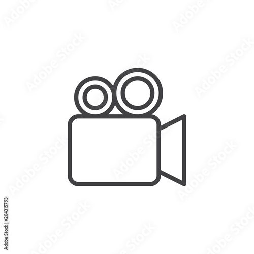 Video camera outline icon. linear style sign for mobile concept and web design. Filming camera simple line vector icon. Symbol, logo illustration. Pixel perfect vector graphics